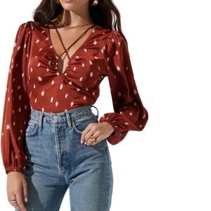 ASTR The Label Blouse Top Rust Medium